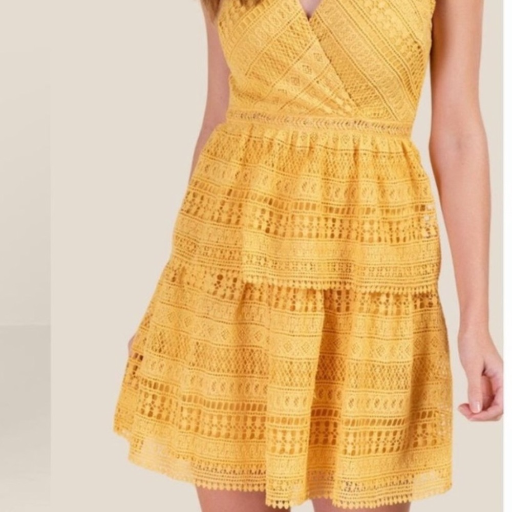 Miami Yellow Lace Crochet Dress